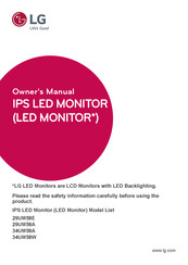 LG 29UM58E Owner's Manual