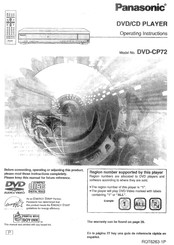 Panasonic DVDCP72 - DIG. VIDEO DISC PLAY Operating Instructions Manual