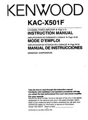 Kenwood KAC-X501F Instruction Manual
