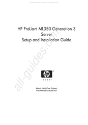 HP Proliant ML350 Generation 3 Setup And Installation Manual