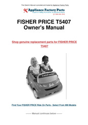 Fisher-Price POWER WHEELS Barbie smart Owner's Manual With Assembly Instructions