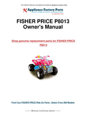 Fisher-Price POWER WHEELS MONSTER TRACTION Barbie Kawasaki KFX Owner's Manual With Assembly Instructions