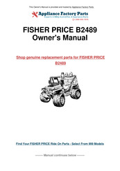 Fisher-Price POWER WHEELS Barbie Jeep BEACH RANGER 4x4 Owner's Manual With Assembly Instructions