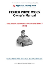 Fisher-Price POWER WHEELS Barbir VOLKSWAGEN NEW BEETLE Owner's Manual With Assembly Instructions