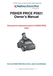 Fisher-Price POWER WHEELS VOLKSWAGEN NEW BETLE Owner's Manual With Assembly Instructions