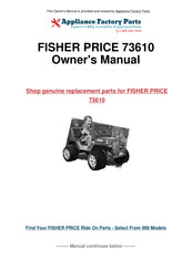 Fisher-Price POWER WHEELS FIREROCK Jeep WRANGLER Owner's Manual With Assembly Instructions