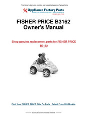 Fisher-Price POWER WHEELS Barbie DUNE BEETLE Owner's Manual With Assembly Instructions
