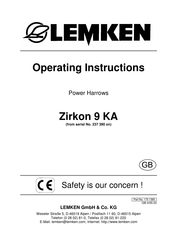 LEMKEN Zirkon 9 KA Operating Instructions Manual