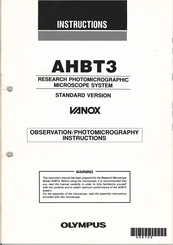 Olympus Vanox AHBT3 Instructions Manual