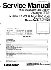 Panasonic PanaSync S70 TX-D7F35-SW Service Manual