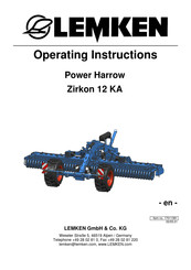 LEMKEN Zirkon 12 KA Operating Instructions Manual