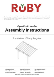 Ruby Open Roof Lean-To Assembly Instructions Manual