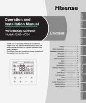 Hisense HSXE-VC04 Operation And Installation Manual