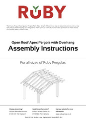 Ruby Open Roof Apex Pergola with Overhang Assembly Instructions Manual