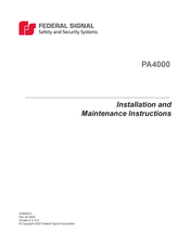 Federal Signal Corporation PA4000 Installation And Maintenance Instructions Manual