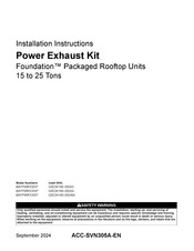 Trane Foundation BAYPWRX303 Series Installation Instructions Manual