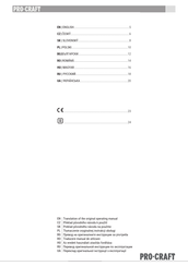Pro-Craft BH1100 Original Operating Manual