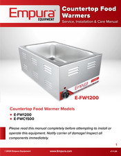 Empura Equipment E-FWC1500 Service, Installation And Care Manual
