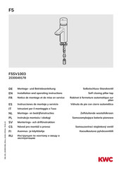 KWC F5 F5SV1003 Installation And Operating Instructions Manual
