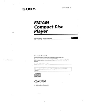 Sony CDX-5100 Operating Instructions Manual