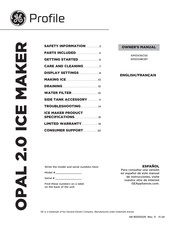 GE Profile OPAL 2.0 XPIOX3BCBT Owner's Manual