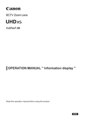 Canon UHD XS CJ27ex7.3B IASE T Operation Manual
