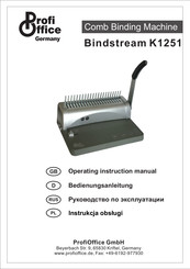 ProfiOffice Bindstream K1251 Operating Instructions Manual