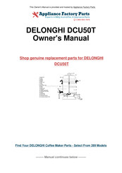 DeLonghi DCU50T Series Instruction Manual