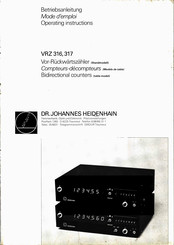 DR. JOHANNES HEIDENHAIN VRZ 317 Operating Instructions Manual