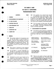 AT&T Bell System KS-16610 Test Instructions