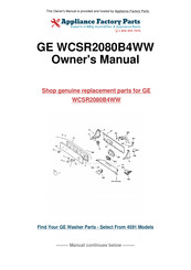 GE WCSR2080B4WW Owner's Manual