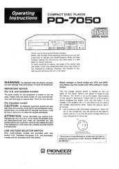 Pioneer PD-7050 Operating Instructions Manual