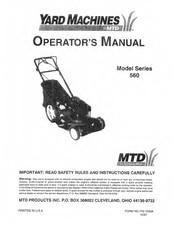 MTD YARD MACHINES 560 Operator's Manual