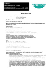Bergstrom Air Matrix Instructions For Use Manual