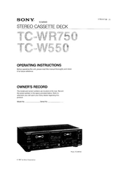 Sony TC-WR750 Operating Instructions Manual