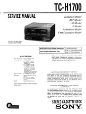 Sony TC-H1700 Service Manual
