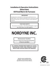 Nordyne 04HD-091A-14-F-DV Installation & Operation Instructions