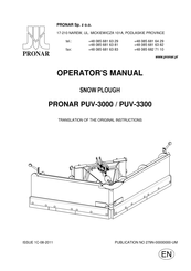 PRONAR PUV-3300 Operator's Manual