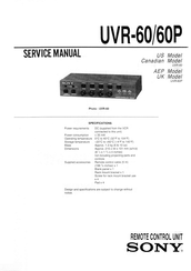 Sony UVR-60 Service Manual