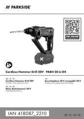Parkside PABH 20-Li D4 Original Instructions Manual