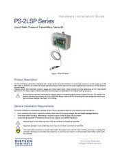 Distech Controls PS-2LSP0005B Hardware Installation Manual