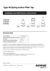 Watts ENWARE BUB209L Installation And Maintenance Instructions Manual