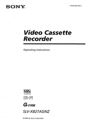 Sony SLV-X827AS Operating Instructions Manual