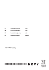 ROROS HETTA Novy Easy 403471 Installation Manual