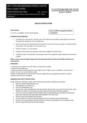 Gainsborough M705 Instructions For Use Manual