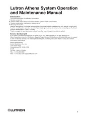 Lutron Electronics Athena System Operation And Maintenance Manual