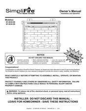 SimpliFire SF-BI30-EB Owner's Manual Installation And Operation
