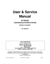 Clary Corporation SP-1250 XLE User & Service Manual
