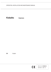 Necta KOBALTO 1 ES Operation, Installation, And Maintenance Manual
