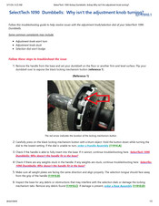 Bowflex SelectTech 1090 Troubleshooting Manual